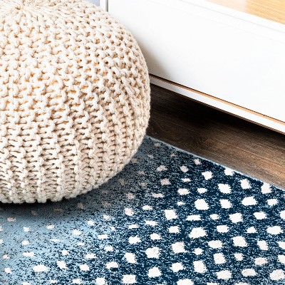Ivory and Blue Abstract Antelope Washable Area Rug