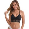 INSPIRE CHIC Women's Wireless Padded Push-Up Lace Camisole Deep V-Neck Adjustable Spaghetti Straps Triangle Bra - 4 of 4