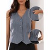 INSPIRE CHIC Women's Striped V Neck Sleeveless Button Down Fully Lined Dressy Blazer Vest with Pockets - 2 of 4