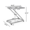 NAYSAYE Bar Serving Cart Modern Glass Shelves with Durable Iron Frame and Rolling Casters for Living Room , Silver, 36.5"*18.75"*34" - 4 of 4