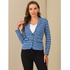 INSPIRE CHIC Women's Notched Collar Long Sleeve Button Front Striped Blazer - 3 of 4