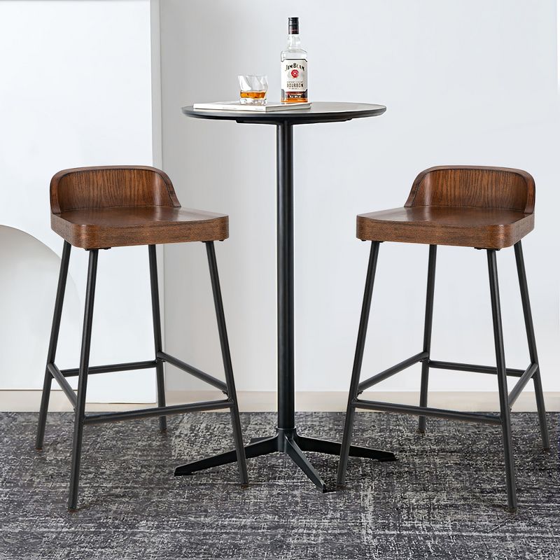 Costway Industrial 24.5'' Bar Stool Counter Height Saddle Seat Kitchen Stool w/ Low Back, 3 of 10