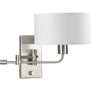 Progress Lighting Carrick 1-Light Wall Sconce, Brushed Nickel, Summer Linen Shade - 1 of 4
