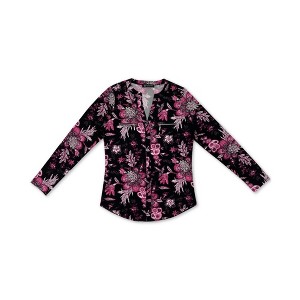 I.N.C International Concepts Womens Floral Pullover Blouse, Black, Large - 1 of 1