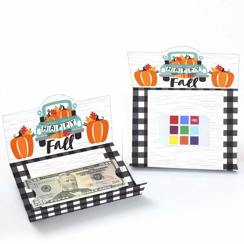 Big Dot of Happiness Happy Fall Truck - Harvest Pumpkin Party Money and Gift Card Holders - Set of 8, 2 of 5