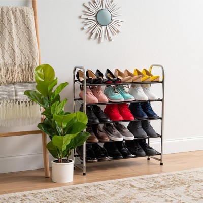 Silver 5-Tier Stackable Metal Shoe Rack