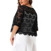Agnes Orinda Women's Plus Size Round Neck Sheer 3/4 Sleeve Lace Elegant Cardigans - 4 of 4