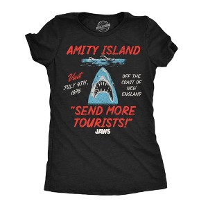 Funny JAWS Shirt Amity Island Send More Tourists Shark Movie Tee ...