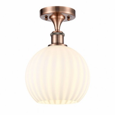 White Venetian - 1 Light Semi-Flush Mount In Modern Style-11.25 Inches Tall and 8 Inches Wide