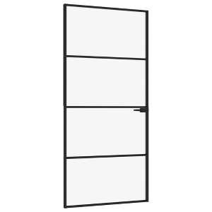 vidaXL Interior Door Black 36.6"x79.3" Tempered Glass&Aluminum Slim - 1 of 4