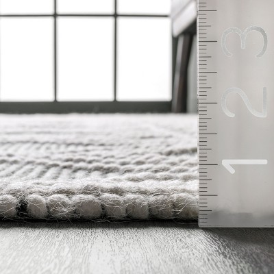 Handmade Gray Wool Tufted Trellis Round Area Rug