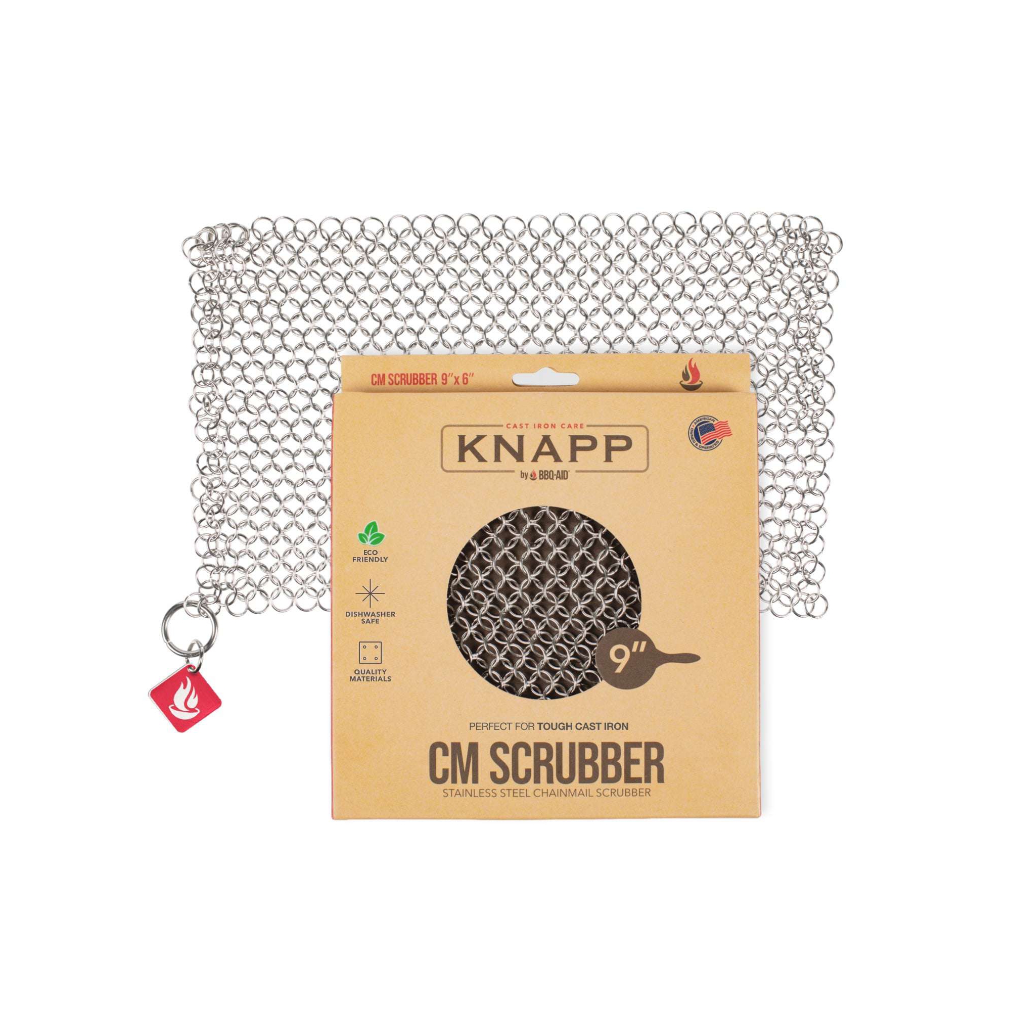 BBQ-AID CM Scrubber® 9x6 Small Ring Cast Iron Scrubber - For Hard Anodized Cookware, Iron Pans, Grills and Skillet