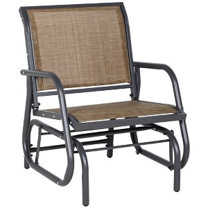 Outsunny Outdoor Glider Chair, Swing Chair with Breathable Mesh Fabric, Curved Armrests and Steel Frame for Porch, Garden, Poolside, Balcony - 1 of 4