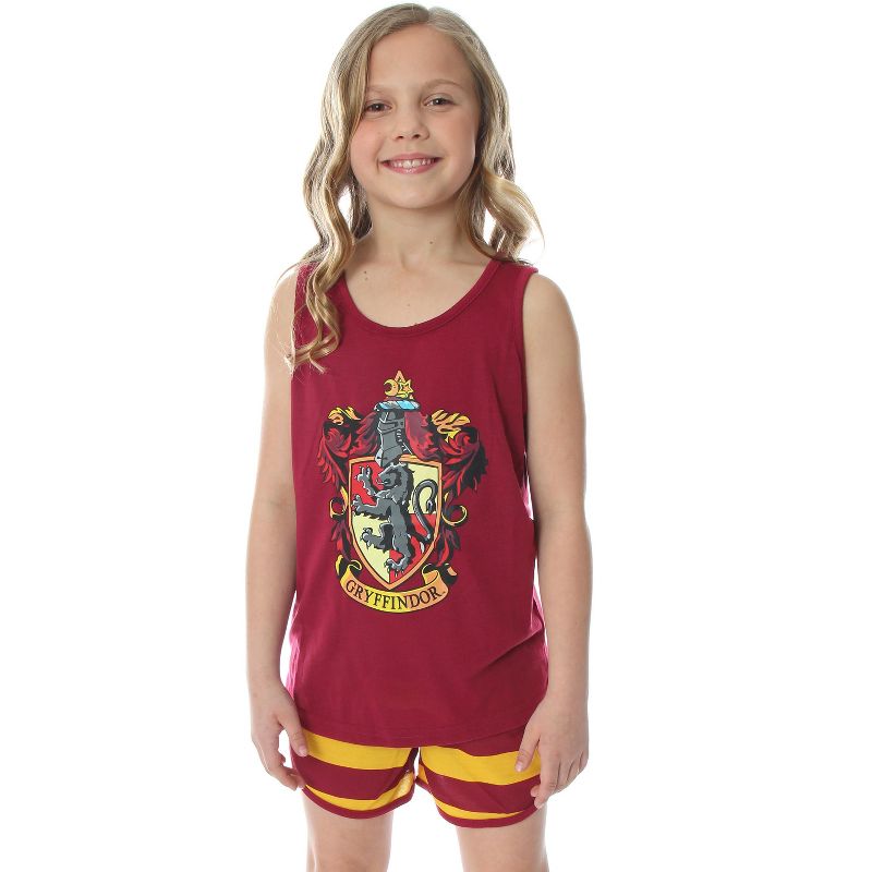 Harry Potter Big Girls' Hogwarts House Crest Racerback Tank and Shorts Pajama Lounge Set, 1 of 7