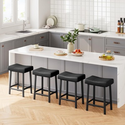Whizmax Counter Height Bar Stools Set of 4, 24" Barstools for Kitchen Island Counter, Upholstered Padded Barstools with Curved Surface, Easy Assembly