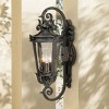 John Timberland Casa Marseille Vintage Rustic Outdoor Wall Light Fixture Black Scroll Arm 21 1/2" Clear Hammered Glass for Post Exterior Barn Deck - 2 of 4