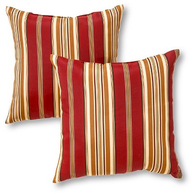 Set of 2 Roma Stripe Outdoor Square Throw Pillows - Kensington Garden