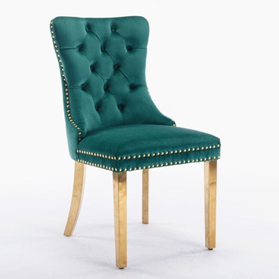 NicBex Dining Chairs Set of 2 Bar stool Upholstered Chair Contemporary Velvet Barstools with Button Tufted Decoration and Wooden Legs