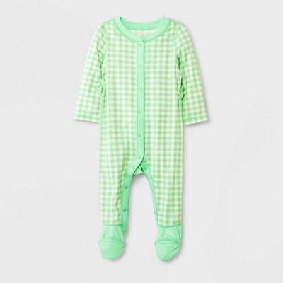 Image of Baby Adaptive Pajama Romper - Cat & Jack™ Green 3-6M