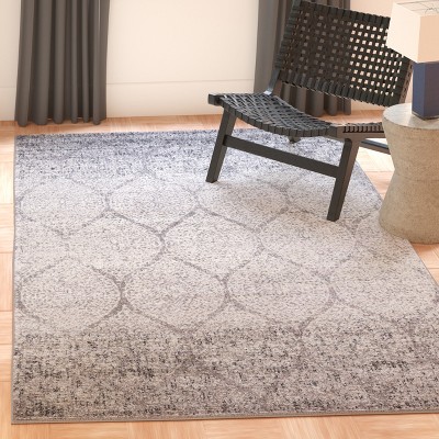 Elegant Gray & Ivory Synthetic 4' x 6' Hand-Knotted Area Rug
