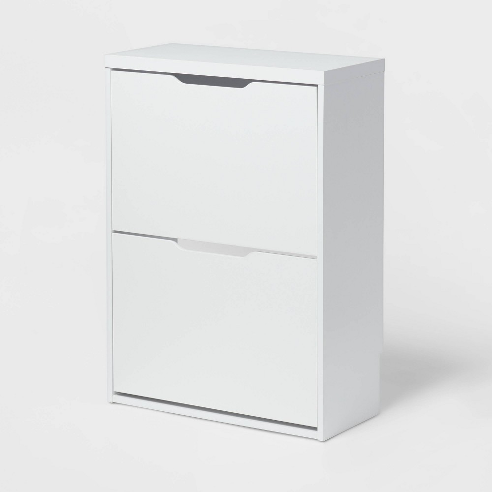 Laminate Pivot Open Shoe Cabinet White - Brightroom™