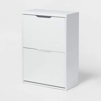 Laminate Pivot Open Shoe Cabinet White - Brightroom™