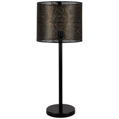 Northlight Iron Table Lamp with Laser-Cut  Shade - 30" - Black and Gold