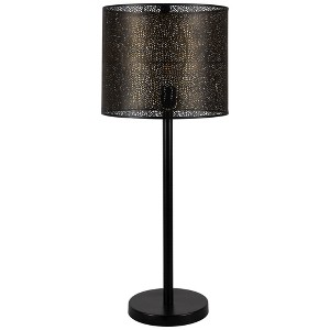 Northlight Iron Table Lamp with Laser-Cut  Shade - 30" - Black and Gold - 1 of 4