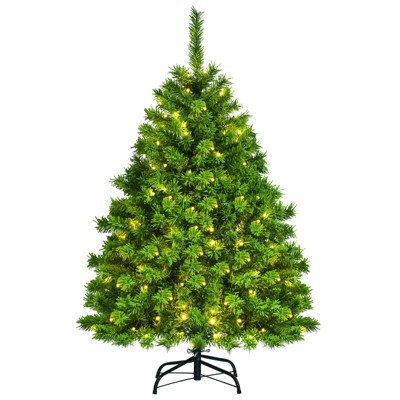 Tangkula Artificial Pre-lit Christmas Tree, Green Flocked Christmas ...