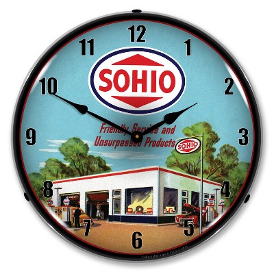 Collectable Sign & Clock | Sohio Gas Station LED Wall Clock Retro/Vintage, Lighted