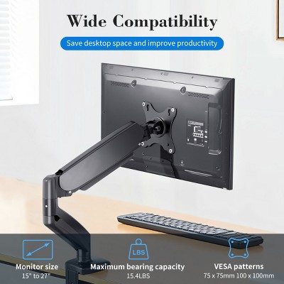 BestParts Adjustable Monitor Arm for 15-27 Inch Screens, Desktop Mount, Supports Up to 15.4 lbs – Black