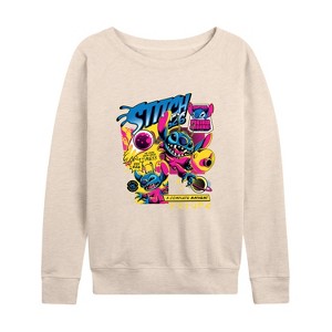 Women's - Disney - Lilo & Stitch Lightweight French Terry Wide Neck Long Sleeve Shirt - 1 of 4