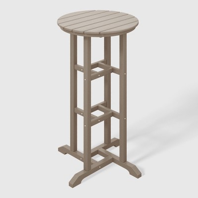 Weathered Wood 37" Round HDPE Outdoor Patio Bar Table