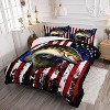 Boersma Big Pike Fishing Comforter Set,Bass Fish American Flag Pattern Hunting and Fishing Bed Set Queen Size for Boys Room Decor - 2 of 4