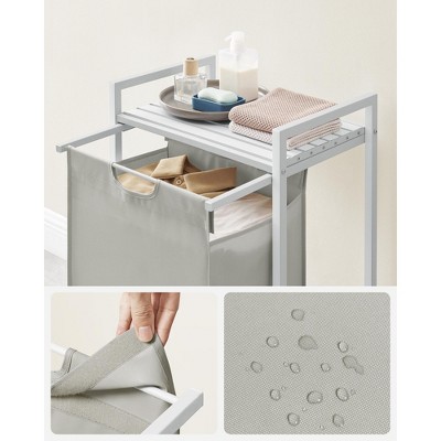 White MDF and Steel Laundry Sorter with Removable Bag