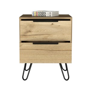 TIRAMISUBEST Nightstand with Hairpin Legs, Two Drawers for Industrial Bedrooms - 1 of 4