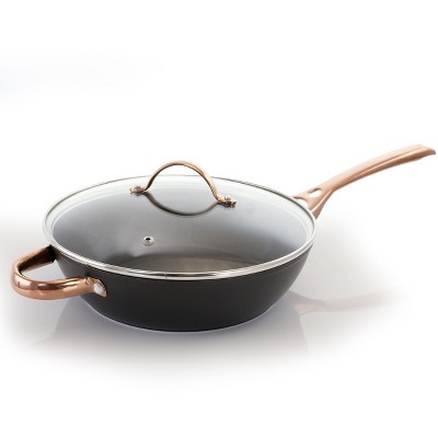 Oster Allsberg 2 Piece 3.5 Quart Aluminum Saute Pan with Lid and Bronze Handles