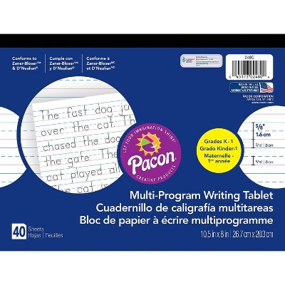 Pacon Zaner-Bloser D'Nealian Multi-Program Tablet Handwriting Paper Grades K-1st 40 Sheets (2480)