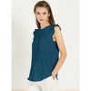 INSPIRE CHIC Women's Ruffled Curved Hem Business Office Vintage Sleeveless Blouse - 4 of 4