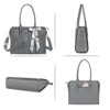 Laptop Bag PU Leather Tote Bag Compatible Computer Bags with Silk Scarf&Clutch Purse, Gray - 3 of 4