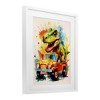Stupell Industries Riding In Back Dino Car Framed Print Under Glass Art, White, 13" x 16" - 2 of 4