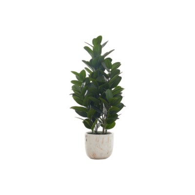 Maggift Artificial Plant Garcinia Tree Indoor Faux Fake Floor Greenery Potted Real Touch Decorative Green Leaves White Cement Pot, Green, 16"*16"*31"