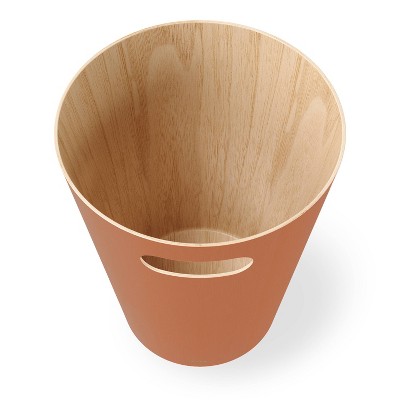 Sierra Light Brown Wood 2-Gallon Trash Can