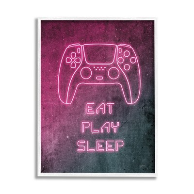 Stupell Industries Eat Play Sleep Pink Gamer Framed Giclee Art