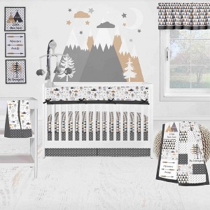 Bacati - Woodlands Forest Animals Beige/Grey 10 pc Boy or Girl Gender Neutral Unisex Baby Crib Bedding Set with Long Rail Guard Cover - 1 of 4