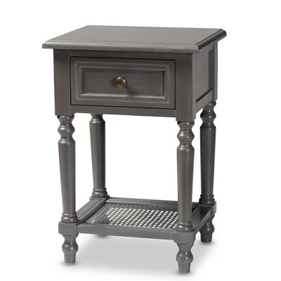 Sheldon Vintage Wood 1 Drawer Nightstand Gray - Baxton Studio