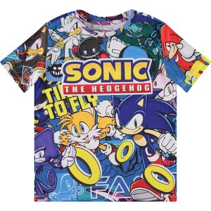Boys Sonic The Hedgehog Shirt - Featuring Sonic, Tails, and Knuckles - Sublimated Allover T-Shirt - 1 of 4