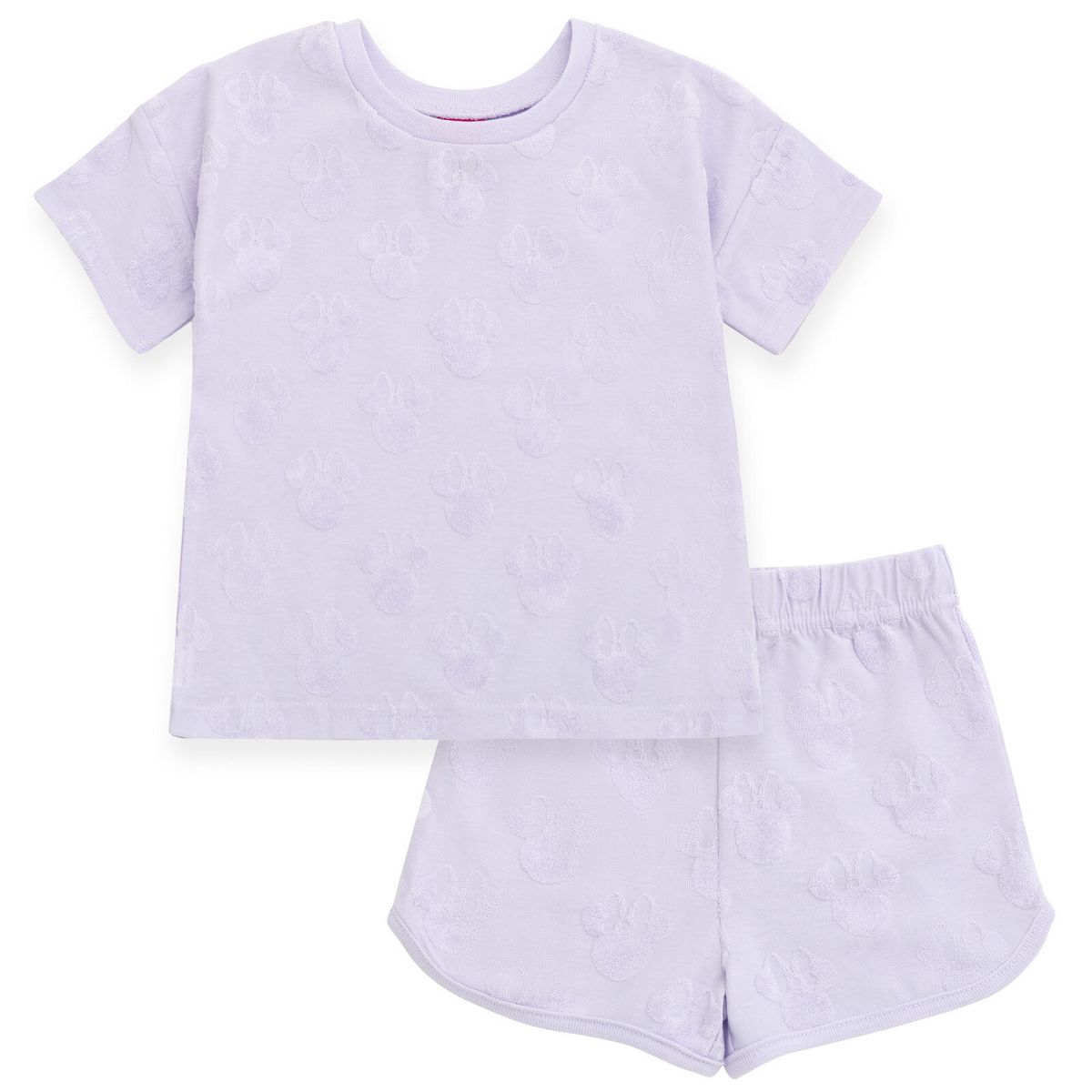 Disney Minnie Mouse Girls' Loop Terry T-Shirt and Shorts Set Little Kid to Big Kid