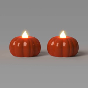2pk LED Pumpkin Shaped Halloween Tea Lights - Hyde and EEK! Boutique™ - 1 of 3