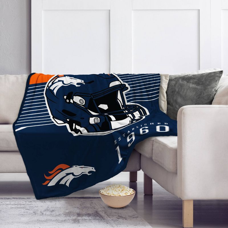 NFL Denver Broncos Helmet Stripes Flannel Fleece Blanket, 2 of 4